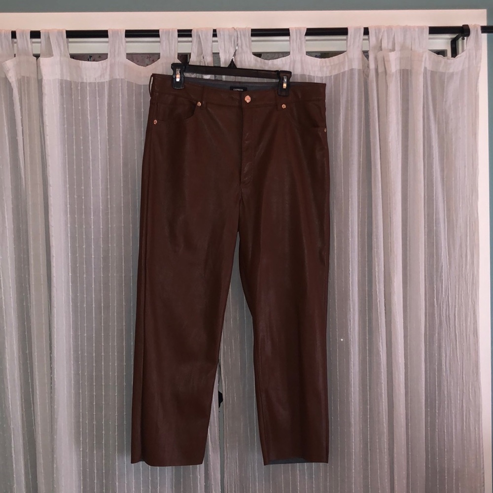 Express brown faux leather pants